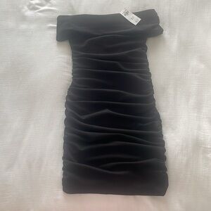 NWT Abercrombie and Fitch Dress black off shoulder rouching XS